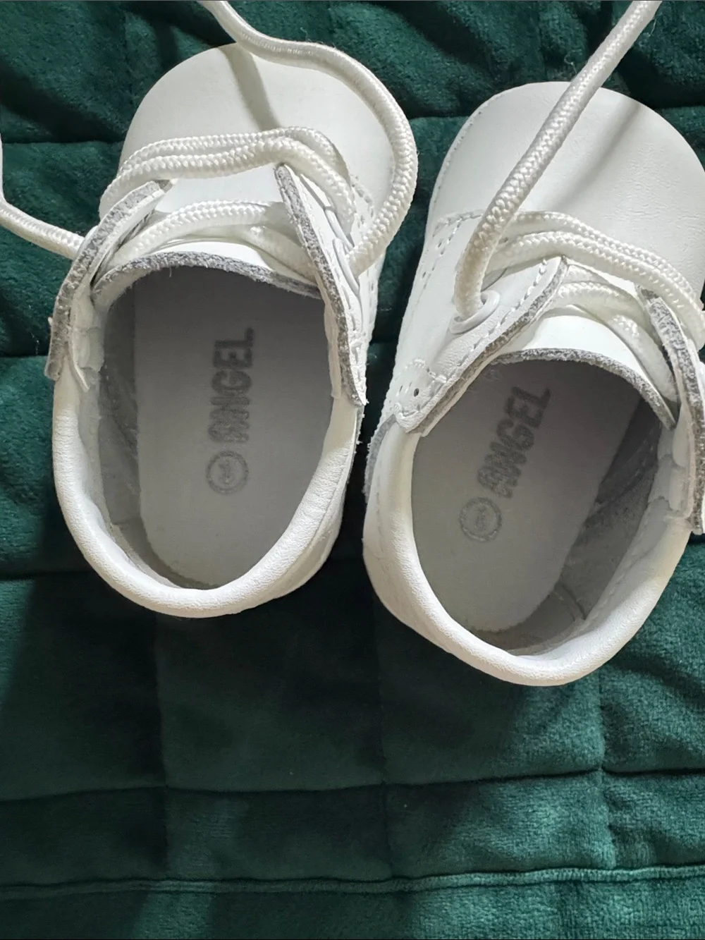Angel James Boys White Leather Lace Up Baby Shoe-Size Baby 1